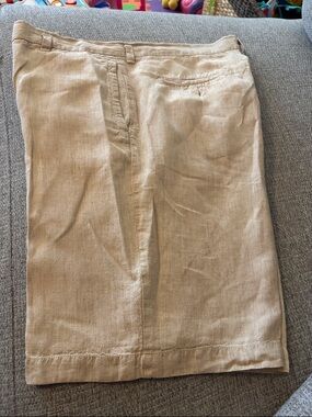 Tommy Bahama White Printed Linen-Silk Shirt with Embroidered Label